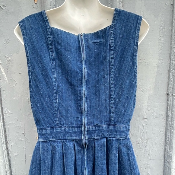 Vintage Laura Ashley Jumper Pinafore Dress Denim Size 10 (fits like an 8) - Picture 9 of 10